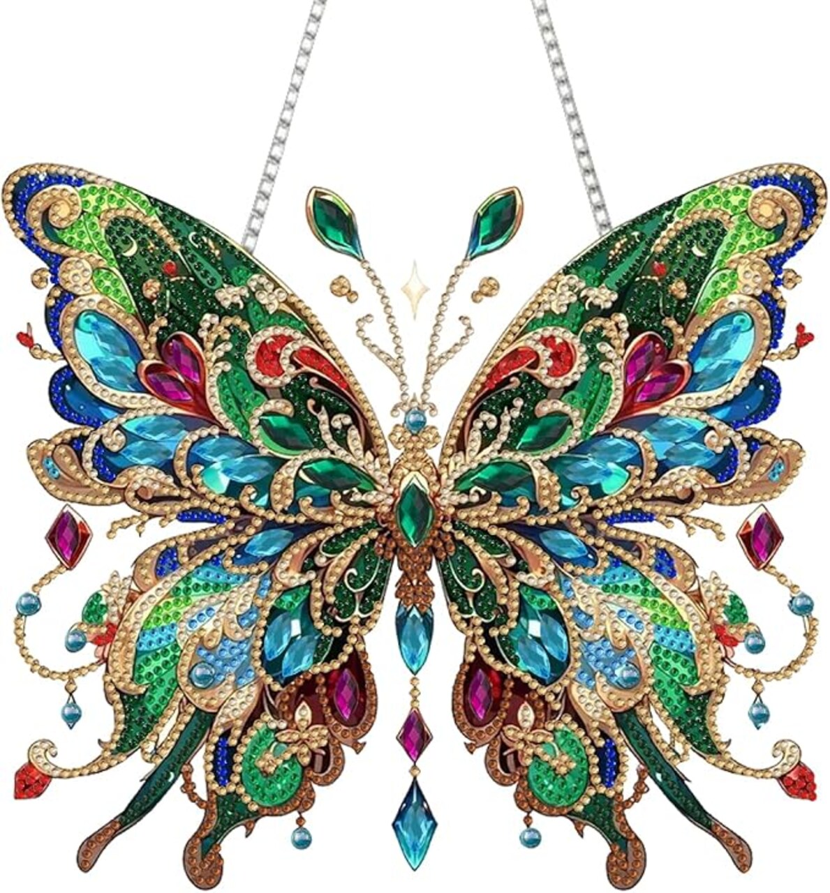 DIY Hanging Diamond Art Pendant Painting Kit Colourful Butterfly, Special Crystal Gem Craft Painting Kit Ornament Double Sided Diamond Art Suncatcher Window Hanging Ornament 7.8inch